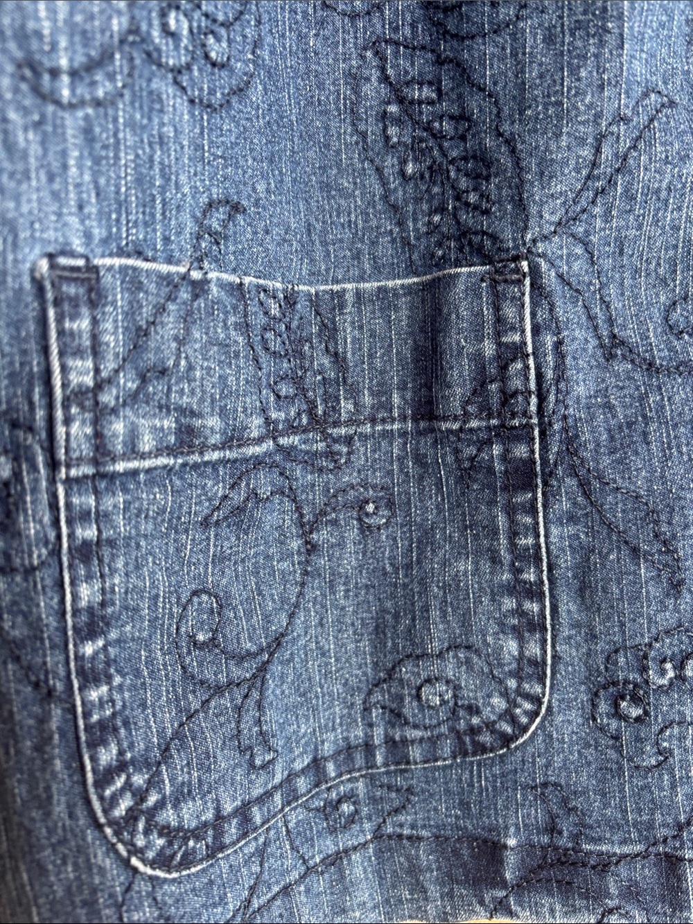 Alfred Dunner Embroidered Denim Jacket Mandarin Collar Paisley Trim 16P - Picture 3 of 8